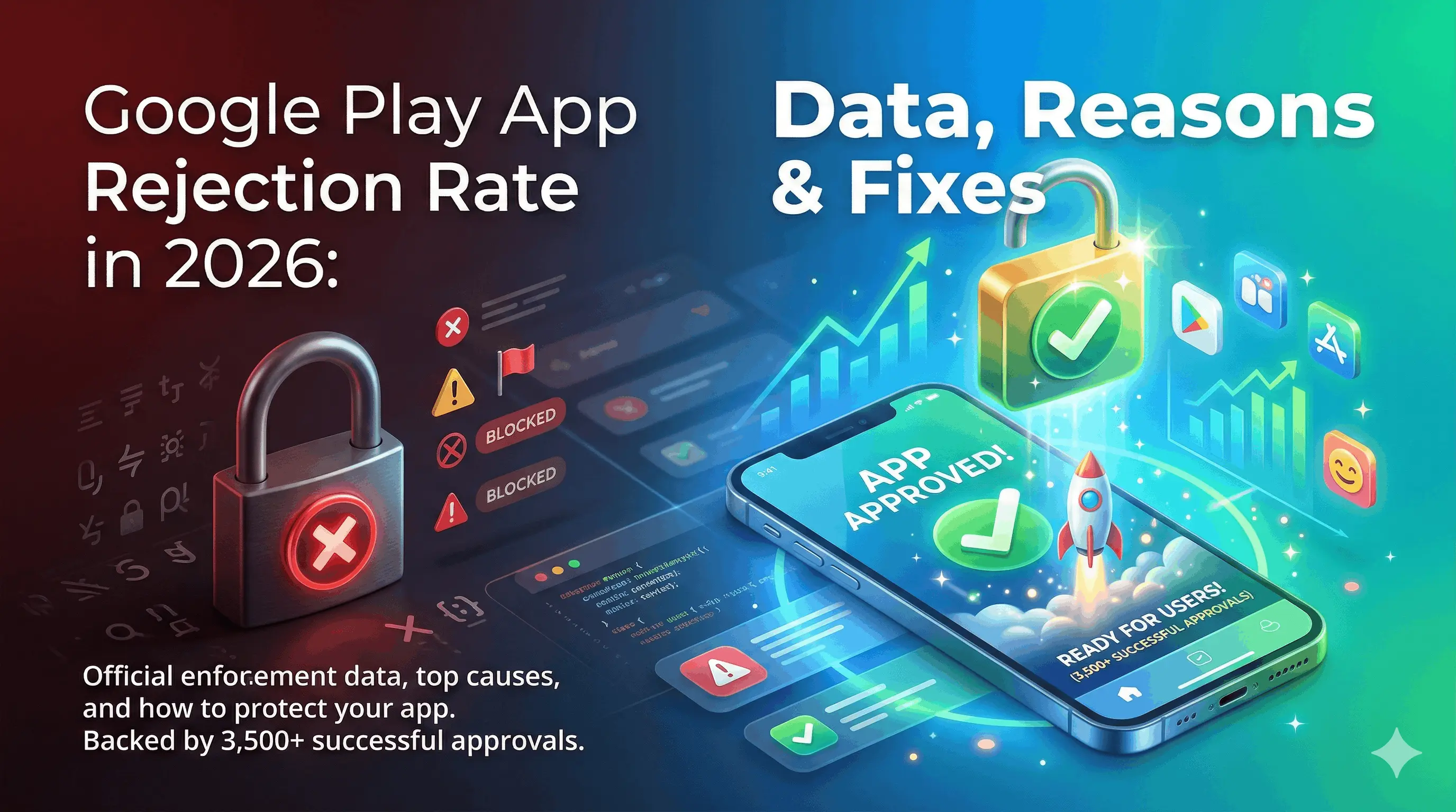 Google Play App Rejection Rate 2026 - Data, Reasons and Fixes